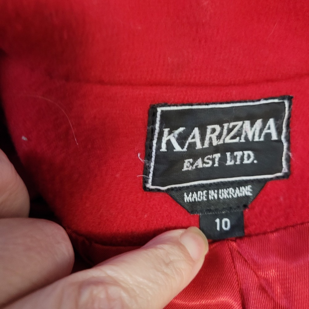 Karizma East Ltd. Vintage Wool Coat Red Lined Extra Button Womens‎ Size 10 - Picture 9 of 13